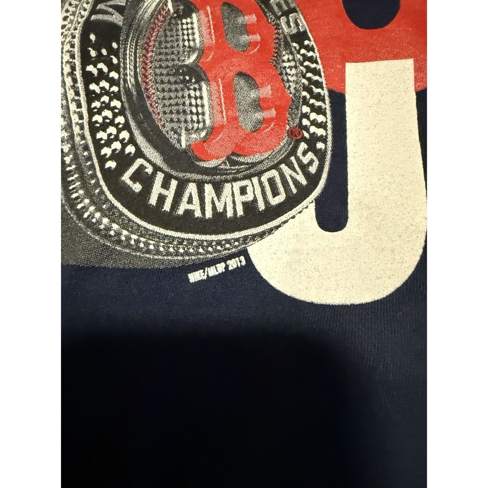 Boston Red Sox NIKE 2013 World Series Champions Ring Em Up Blue T-Shirt Large - Picture 4 of 6